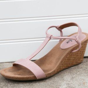 Pink Strap Wedge Sandals